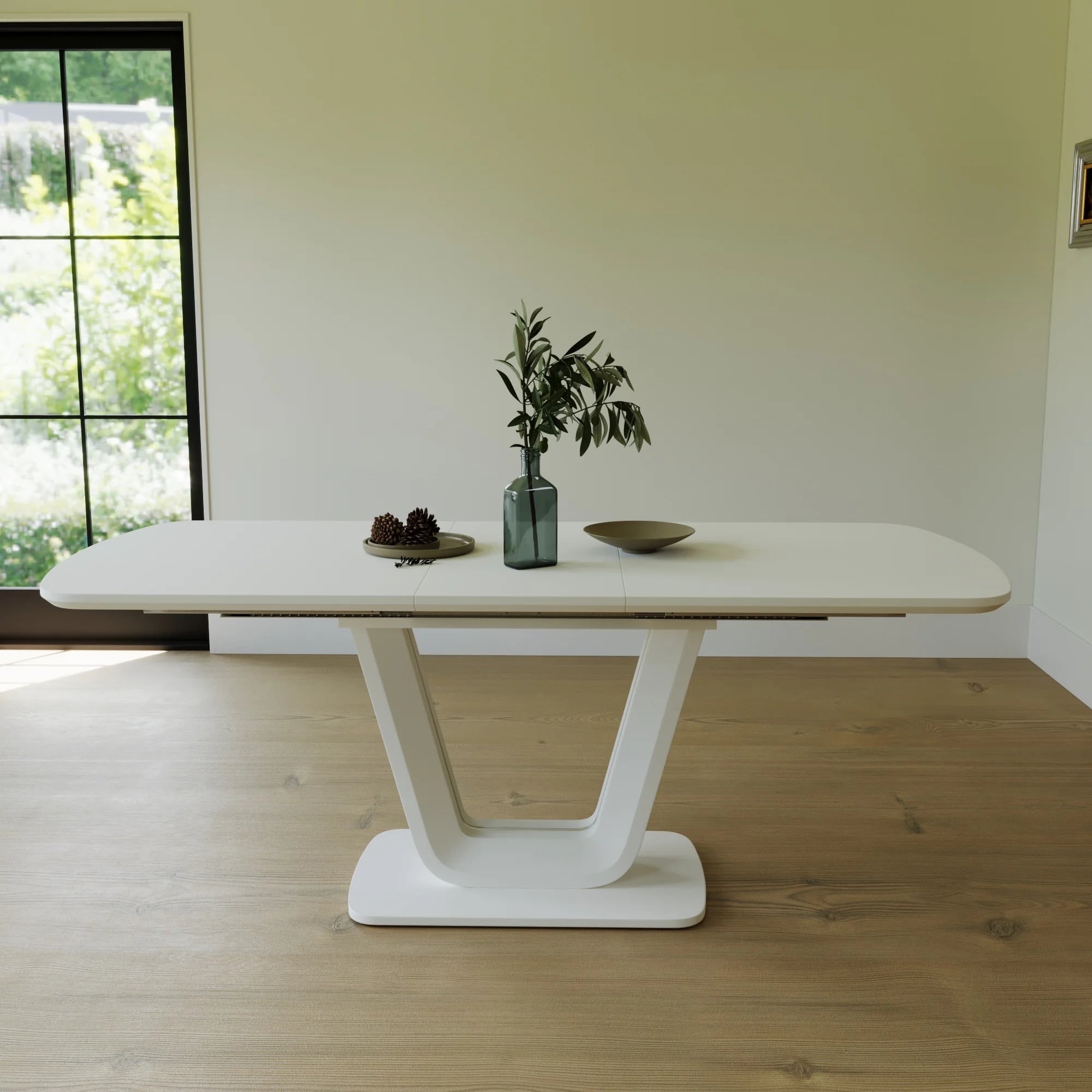 Rectangular Expandable Dining Table MDF Modern Industrial Style Grey