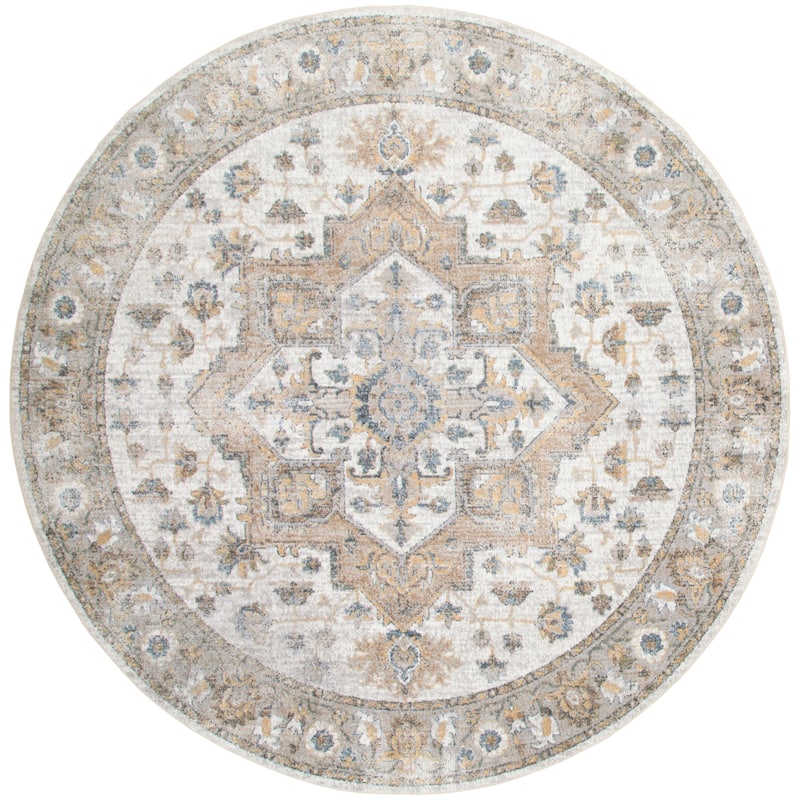 Nourison Astra Machine Washable Distressed Area Rug - 8' Round - Silver/Gray
