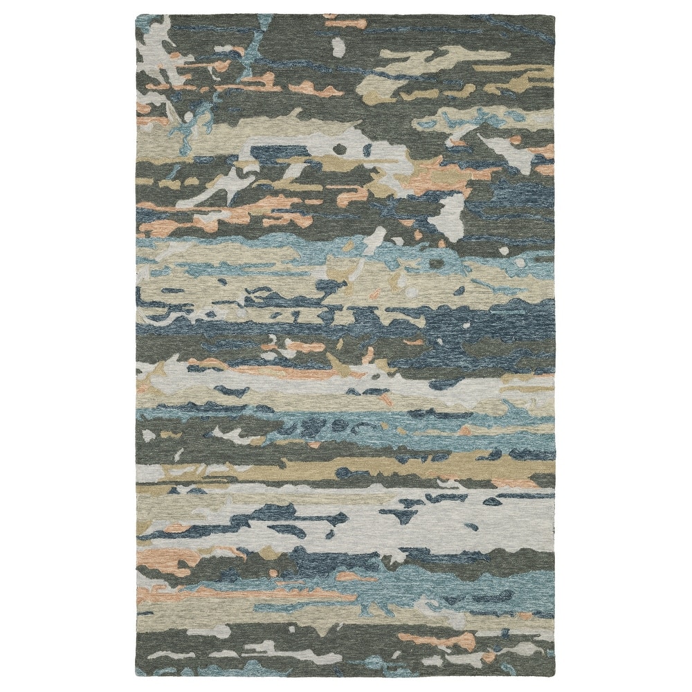 Style Haven Kitt Handmade Wool Abstract Layers Grey/ Blue Area Rug