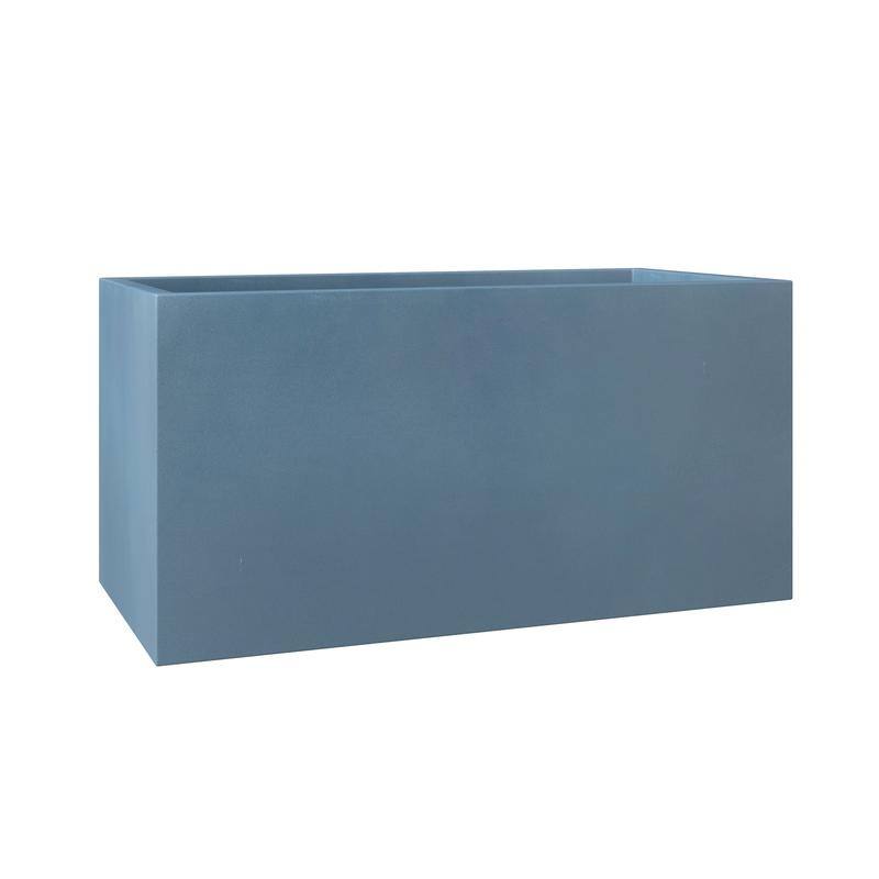 Bloom Rectangular Planter in Fiberstone for Modern Indoor and Outdoor Patio Planter Flower Pot with Drainage - Medium - Aged Concrete