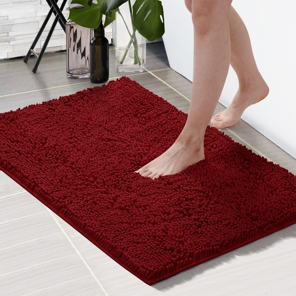 Red bathroom deals rug