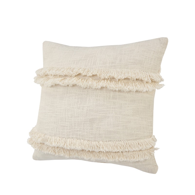 HomeRoots 20" X 20" Cream 100% Cotton Zippered Pillow