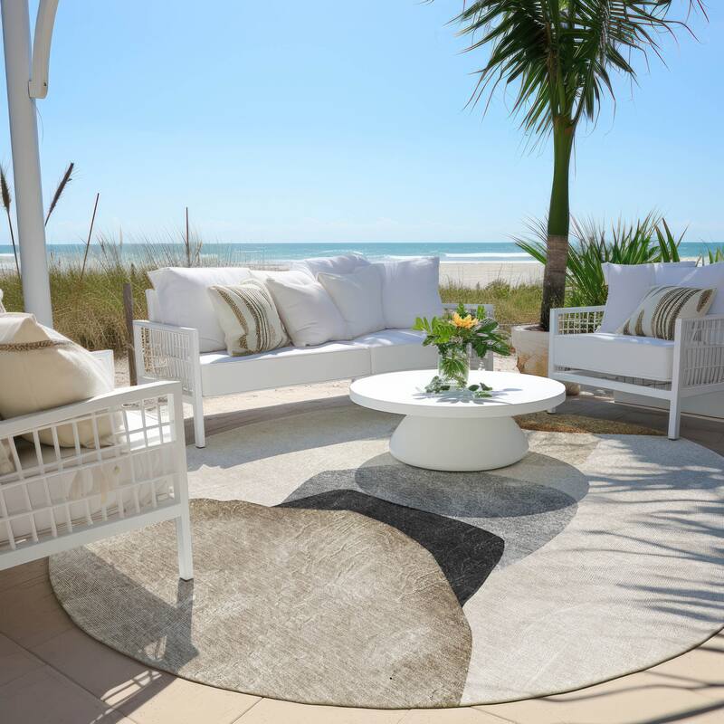 Namo Artistic Abstract Weather Resistant Classic Meets Modern Outdoor Rug