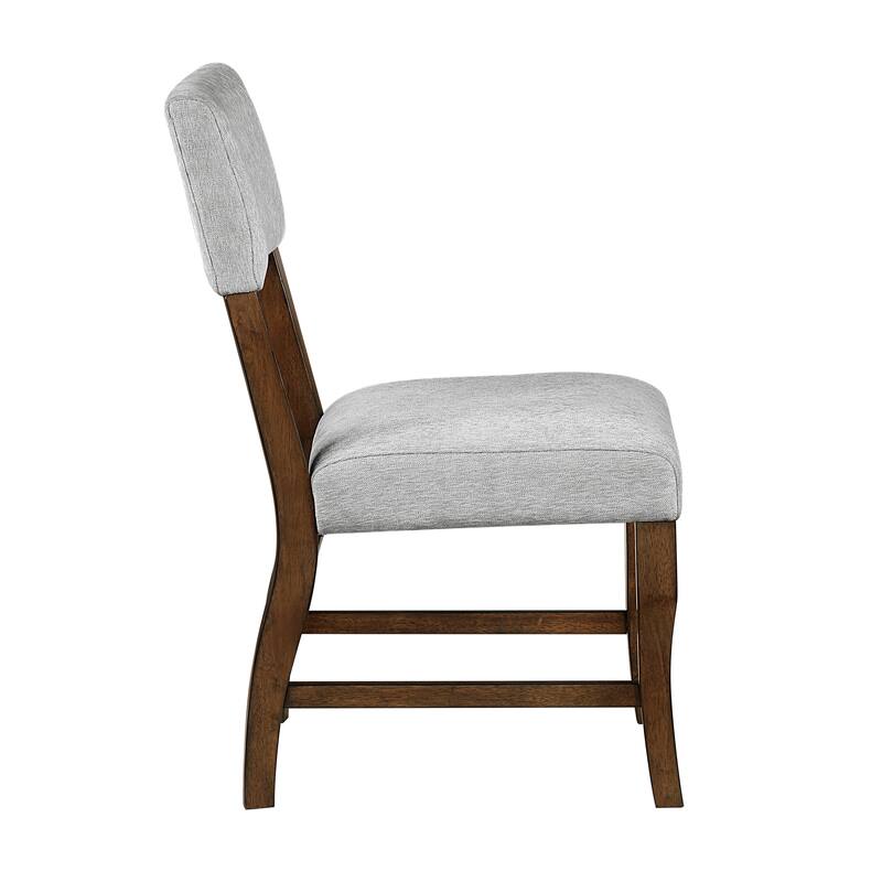 Contemporary Dining Side Chairs Set of 2, Chenille Fabric Upholstered Comfort Seat Back Wooden Furniture