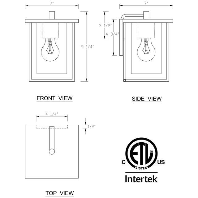 1-light Matte Black Outdoor Wall Sconce Lantern with Clear Glass Shade