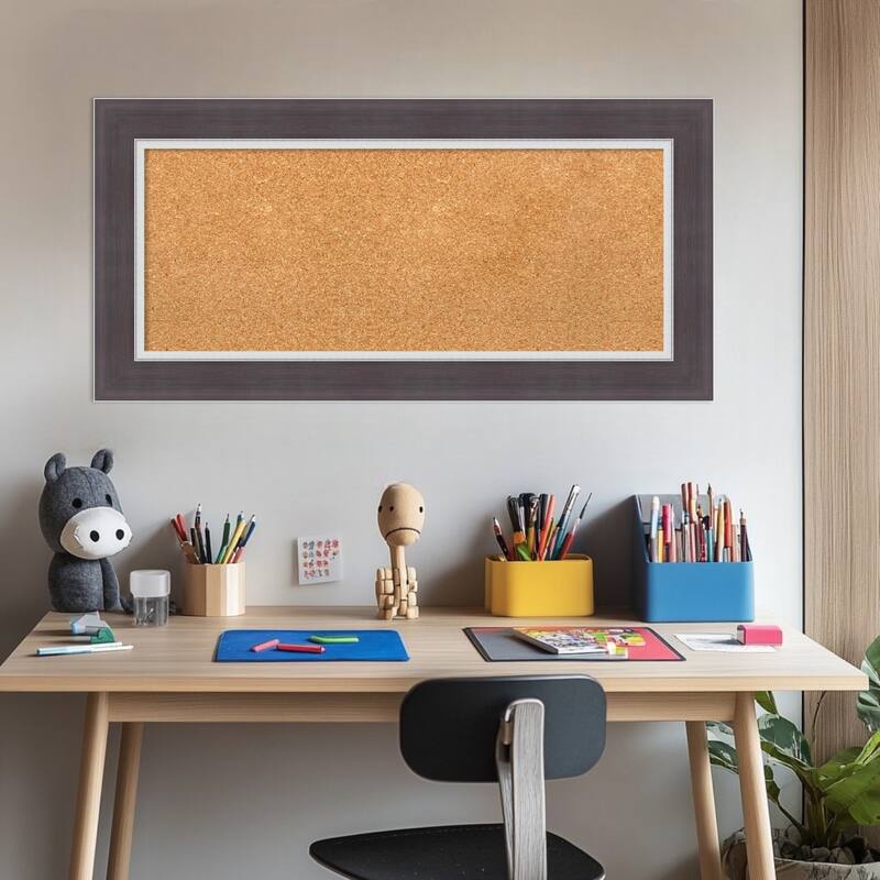 Ellie Brown Silver Framed Cork Board - Bulletin Board, Organization Board, Pin Board