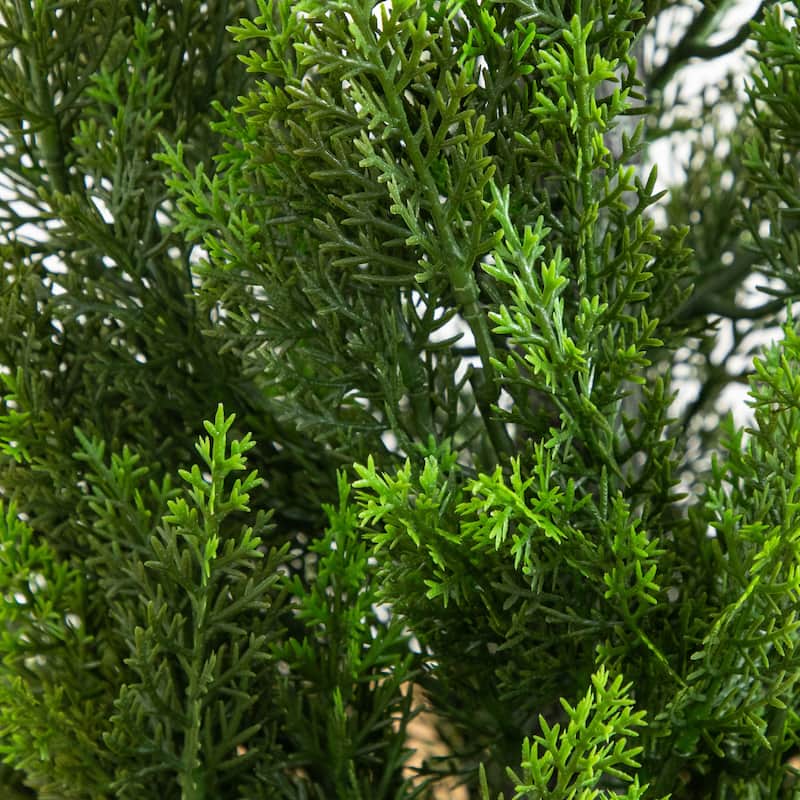 4-ft UV Resistant Artificial Cedar Tree in White Tower Planter