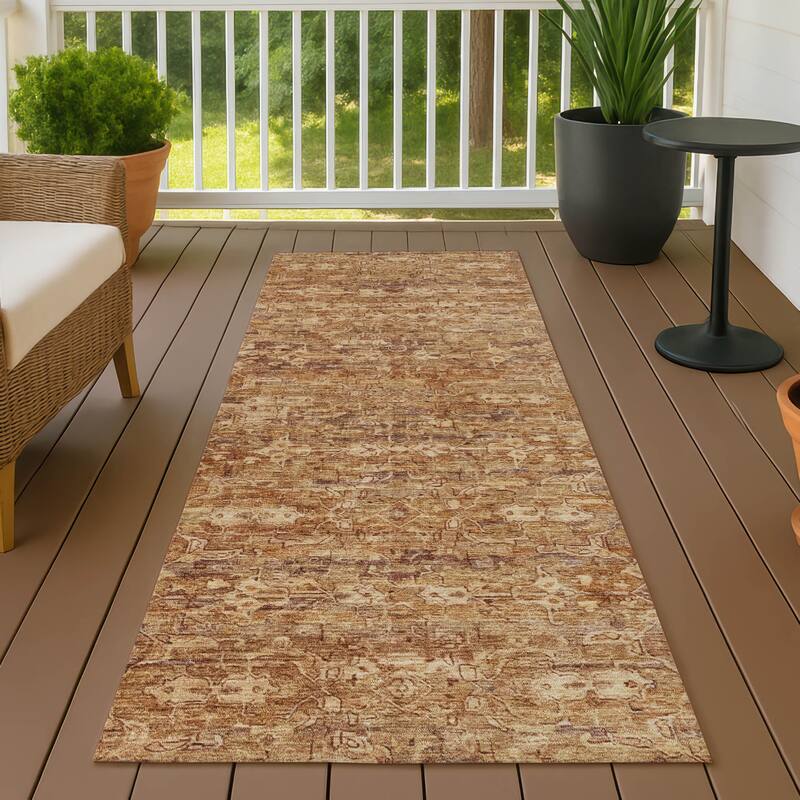 Machine Washable Indoor/ Outdoor Traditional Harmony Chantille Rug - Paprika - 2'3" x 7'6"