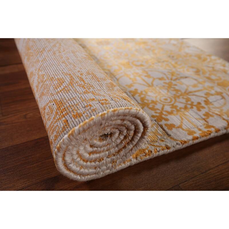 All-Over Abstract Oriental Accent Rug Hand-Knotted Wool Carpet - 2'8" x 5'5"