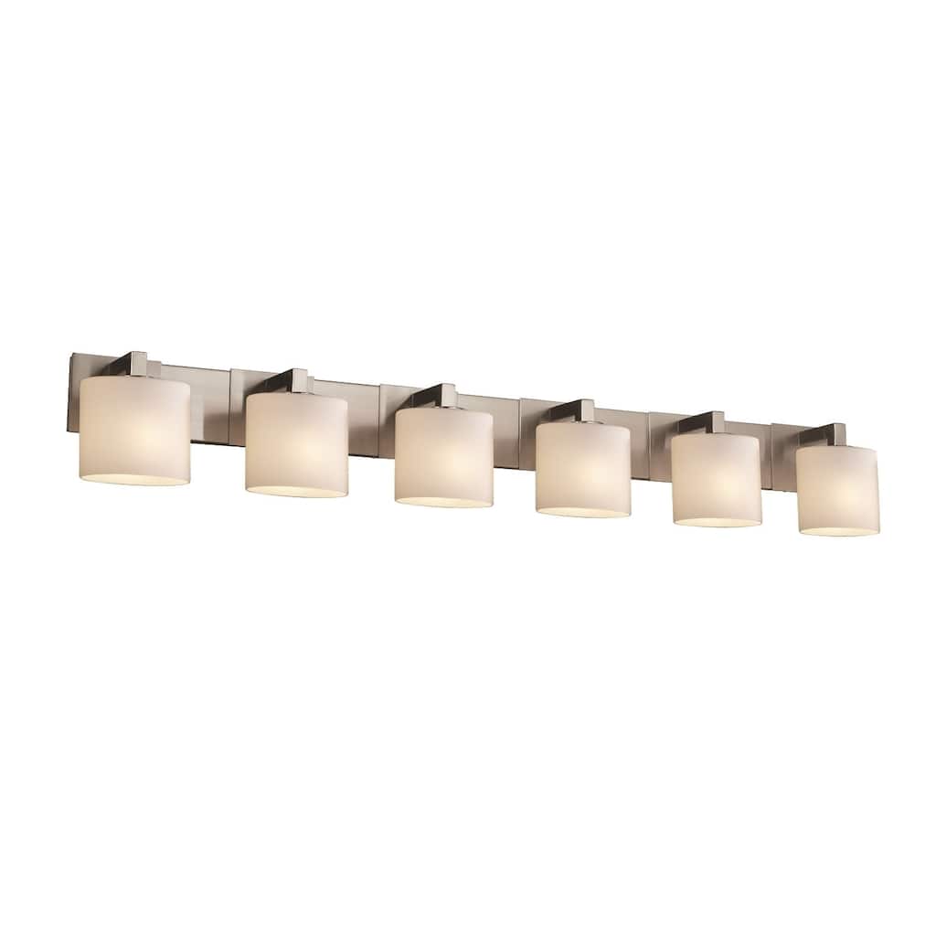 Justice Design Fusion Modular 6-light Brushed Nickel Bath Bar, Opal Oval Shade