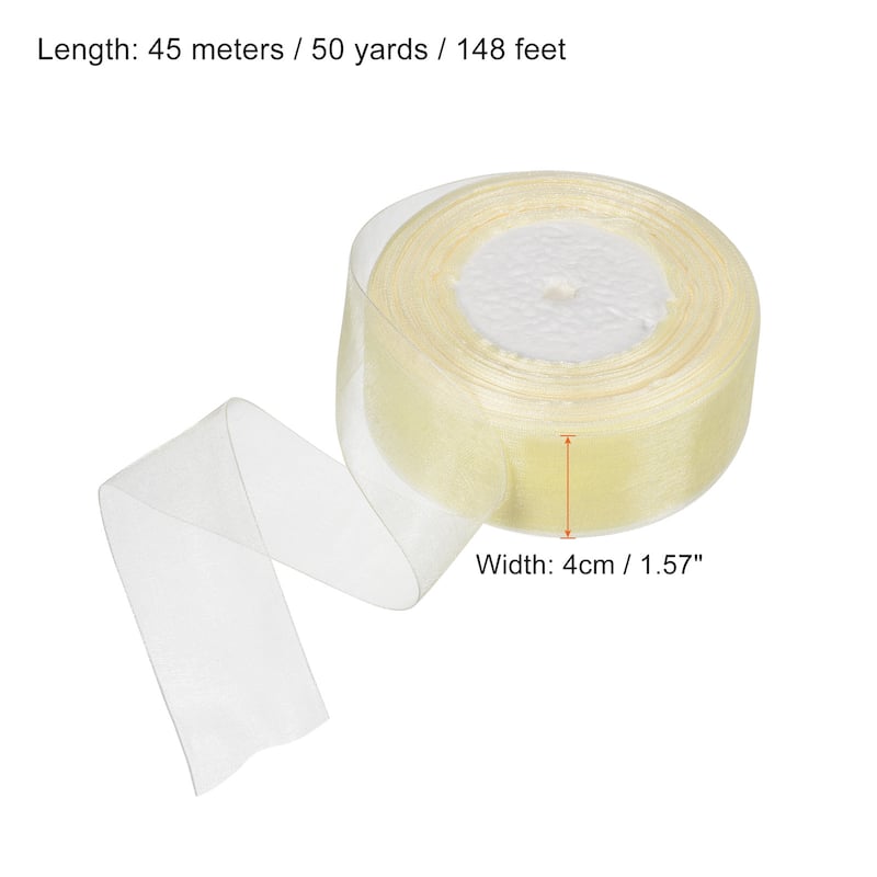 4cm 50 Yard Sheer Organza Ribbon Chiffon Decor Fabric Gift Wrapping