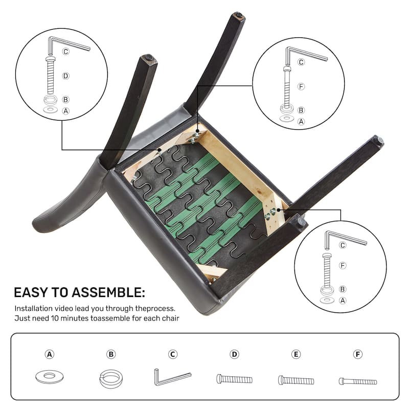 Tufted Upholstered Wooden Dining Chairs with Diamond-Pattern (Set of 2)