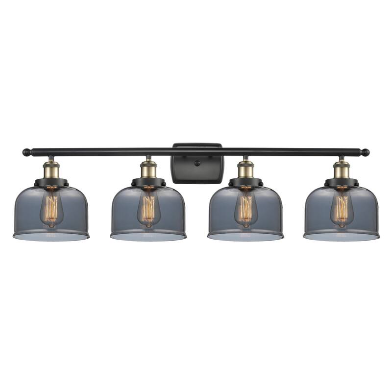 Innovations Lighting 916-4W-11-38 Bell Vanity Bell 4 Light 38" Wide - Black Antique Brass / Plated Smoke
