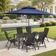 Option Set of 9 - Black Table with Navy Blue Umbrella