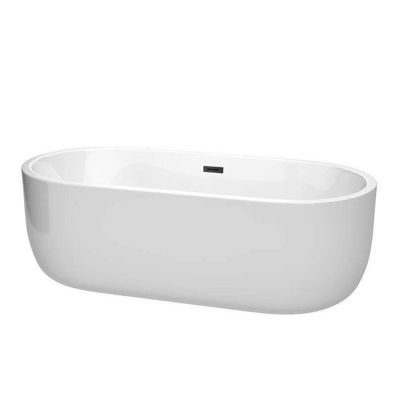 Wyndham Collection Juliette 71" Free Standing Acrylic Soaking Tub with - White / Matte Black Trim