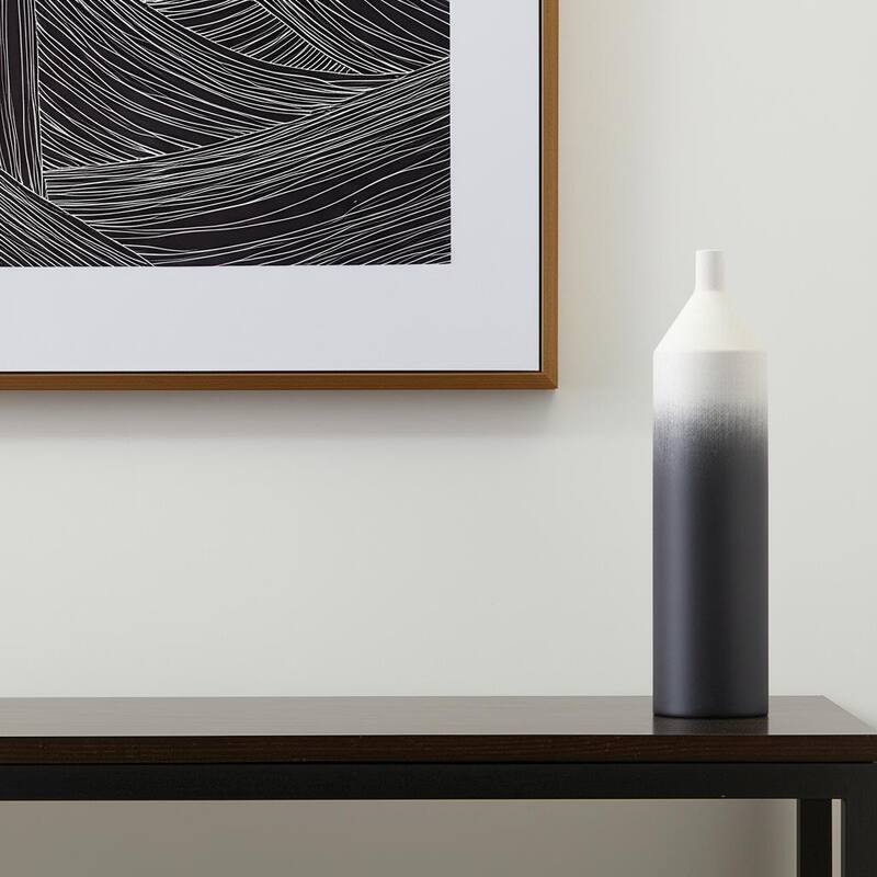 24" Black And White Ombre Metal Table Vase - 5.91 - White/Black - 5.91