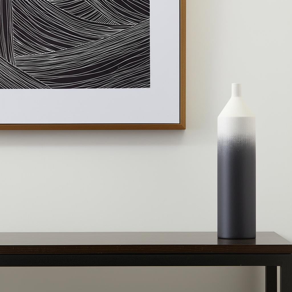 24" Black And White Ombre Metal Table Vase - 5.91
