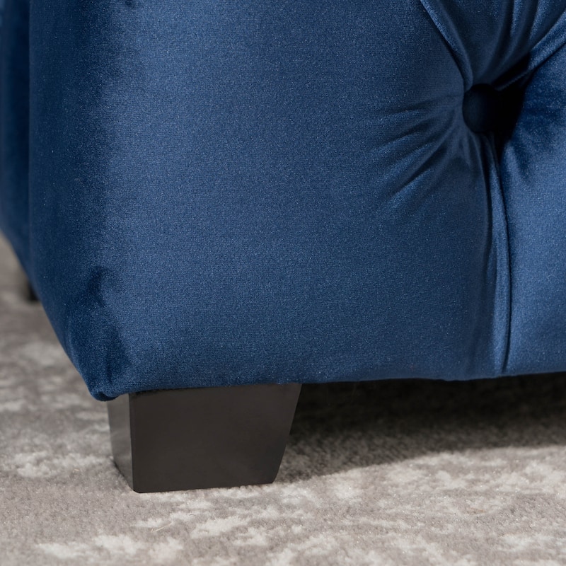 Velvet Tufted Bench Ottoman with Wooden Legs, Luxury Entryway Bench Bed-End Upholstered Bench for Mudroom, Bedroom