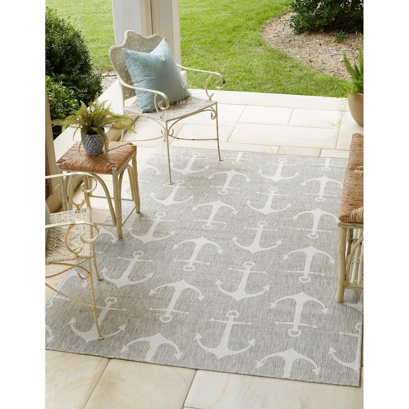 Outdoor Trisha Collection Area Rug - Gray - 3'3"x5'3"
