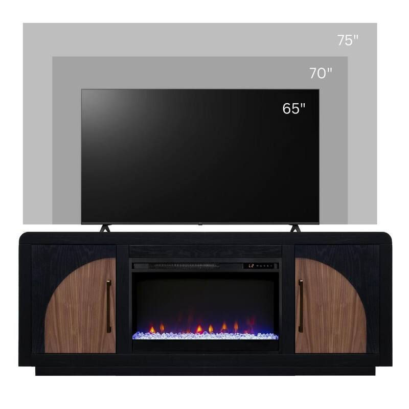 Bridgevine Home Eclipse 65 inch Fireplace TV Stand, for TVs up to 75 inches, Two-Tone Finish