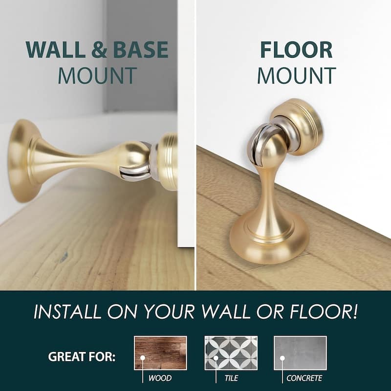 Mega Handles Magnetic Door Stopper with Screws | Heavy Duty Zinc Door Knob and Wall Protection