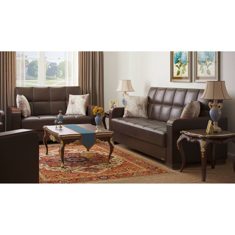 Collection Upholstered Convertible Loveseat With Storage