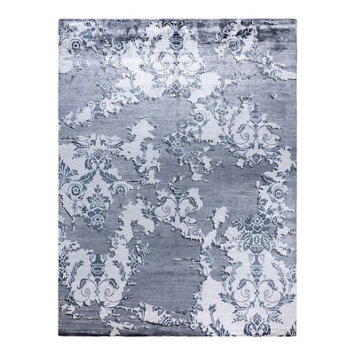 Modern One-of-a-Kind Hand-Knotted Area Rug, Gray - 9' 3" x 12' 3"