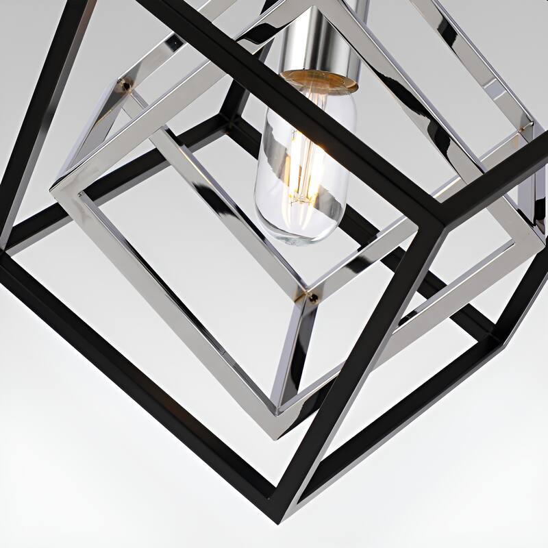 1-Light Geometric Cube Lantern, Sci-fi Square / Rectangle Pendant