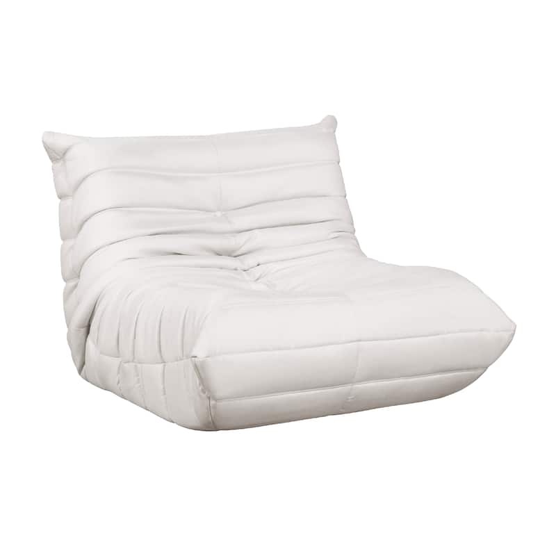 Revena Accent Floor Chair, Pleated Beige Microfiber Fabric, Curved