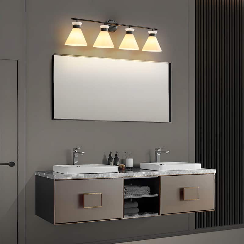 Dimmable Bathroom Vanity Light with Glass Shade