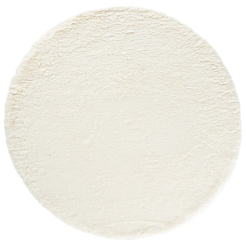 SAFAVIEH Handmade Casablanca Sanami Shag Wool Rug - 7' Round - Ivory