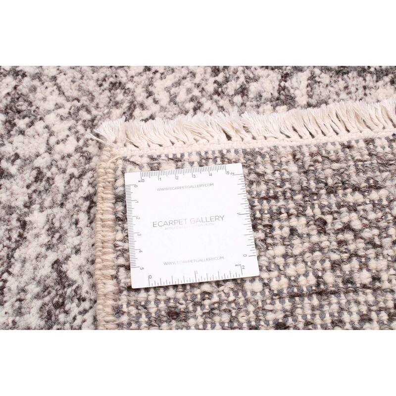 ECARPETGALLERY Hand-knotted Silk Shadow Grey Wool Rug - 4'10 x 6'11