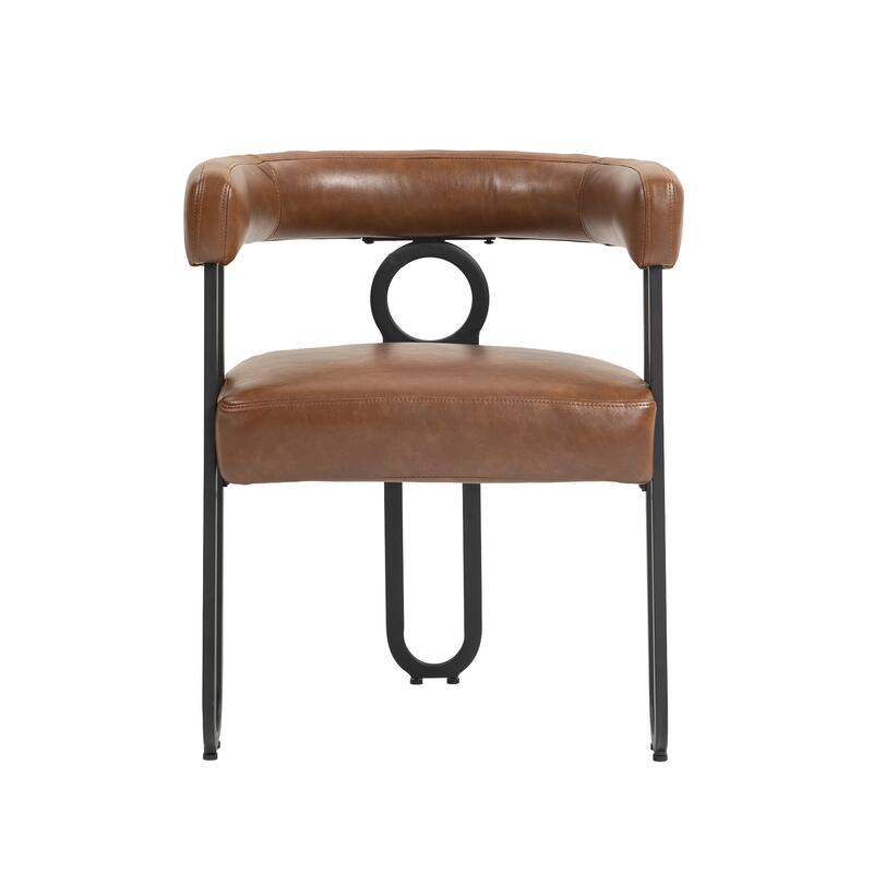 PU Accent Chair Dining Chair Barrel Side Chairs Armchair Set of 2