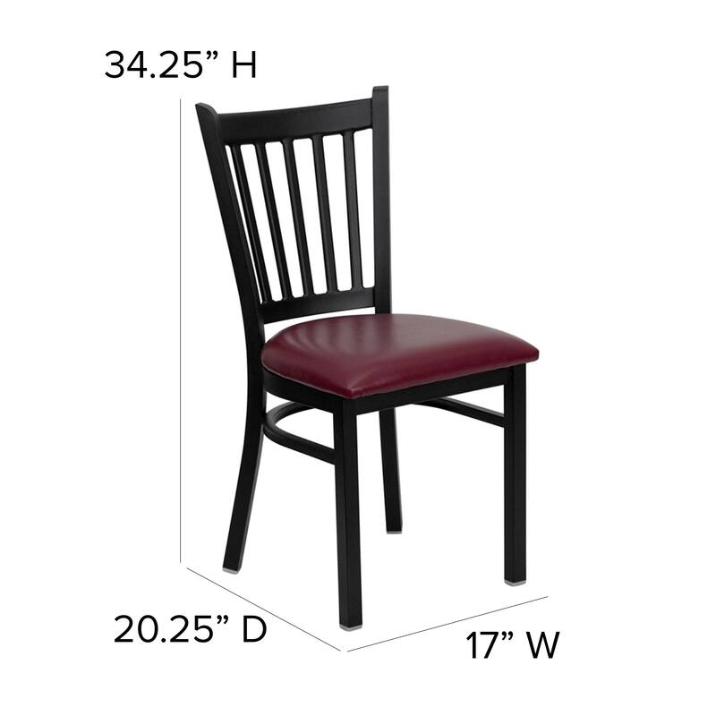 Vertical Back Metal Restaurant Chair - 17"W x 20.25"D x 34.25"H - 17"W x 20.25"D x 34.25"H