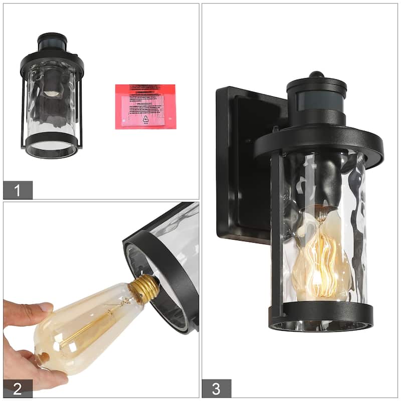 2 Pack Modern Outdoor Wall Lights Motion Sensor Wall Sconce Lights Black Exterior Lighting - D4" X H 10.5"