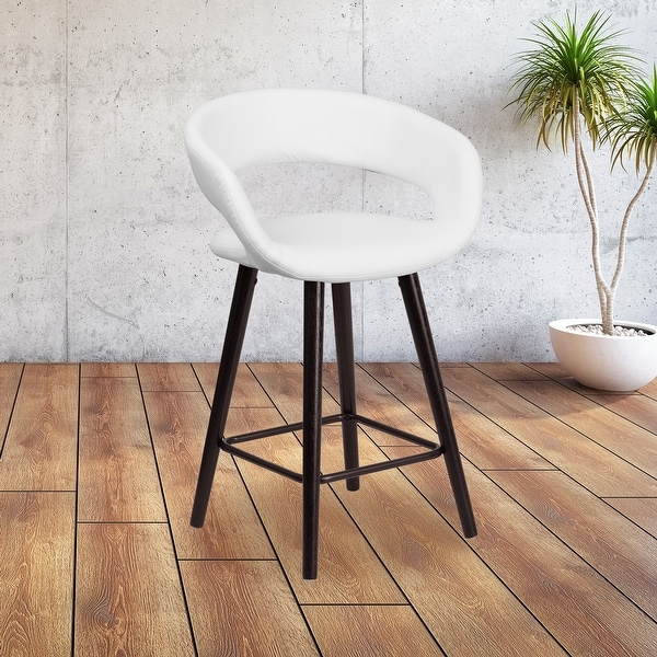 Contemporary Rounded Back Counter Height Stool with Wood Frame - 22"W x 19"D x 33.25"H