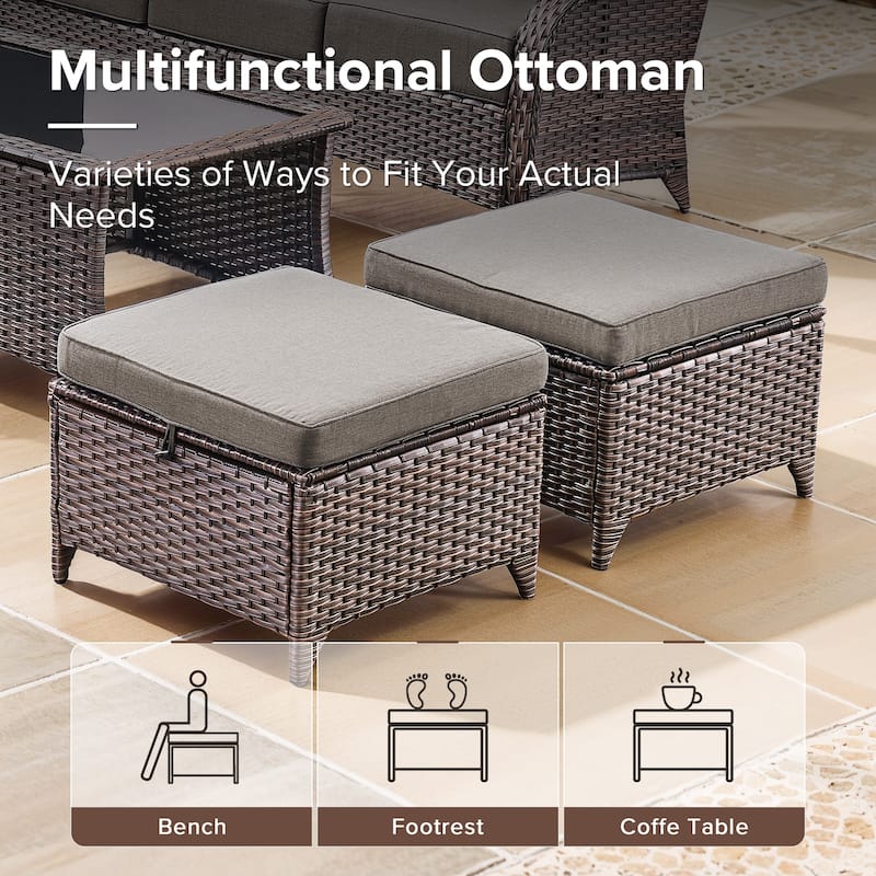Gymojoy 8-Piece Patio Furniture Set with Swivel Glider Chairs, 6-Inch Ultra-Plush Cushions & Water-Resistant Olefin Fabric