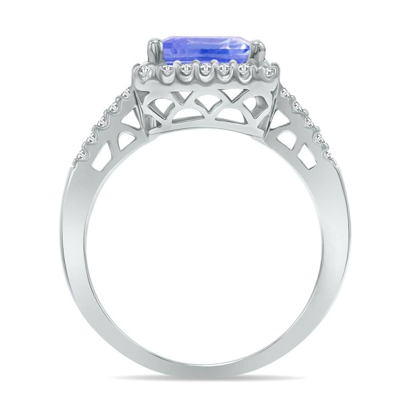 Marquee Jewels 2 1/2 Carat TW Emerald Cut Tanzanite Diamond Ring in 10K White Gold