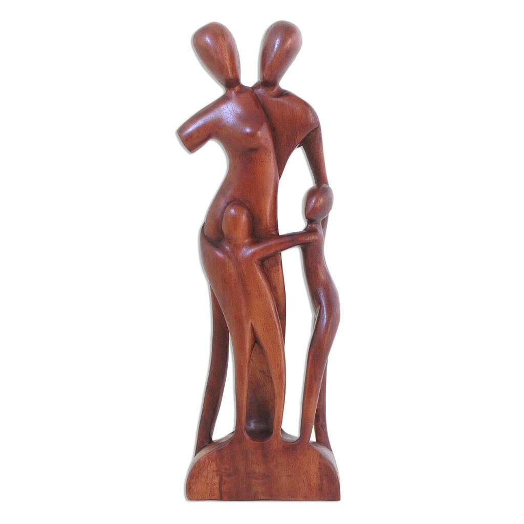 Family Scene Wood Statuette - 5" x 15.75"