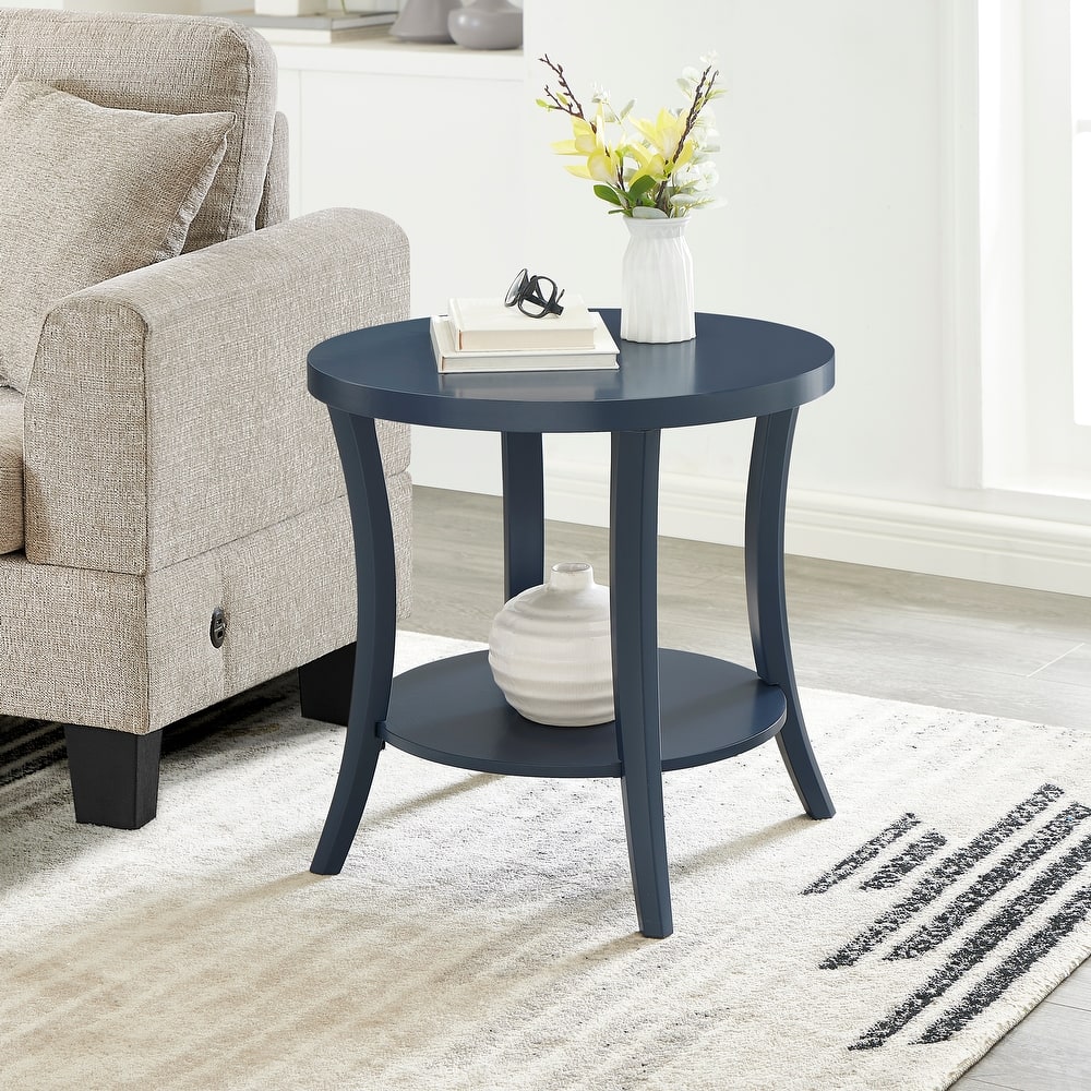 Roundhill Furniture Perth Contemporary Round Shelf End Table
