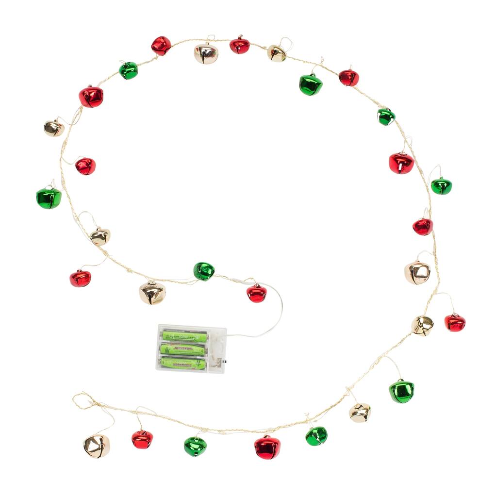 Club Pack of 12 LED Sleigh Bell Artificial Christmas Garlands 5' x 8"