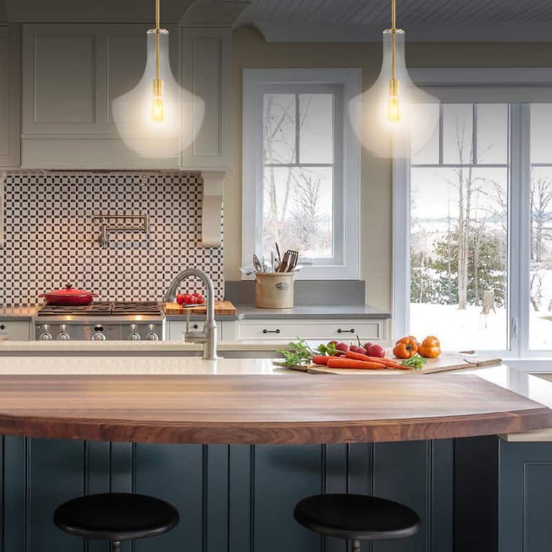 Bettina 1- Light Mid-Century Modern Iron/Glass LED Pendant, by JONATHAN Y