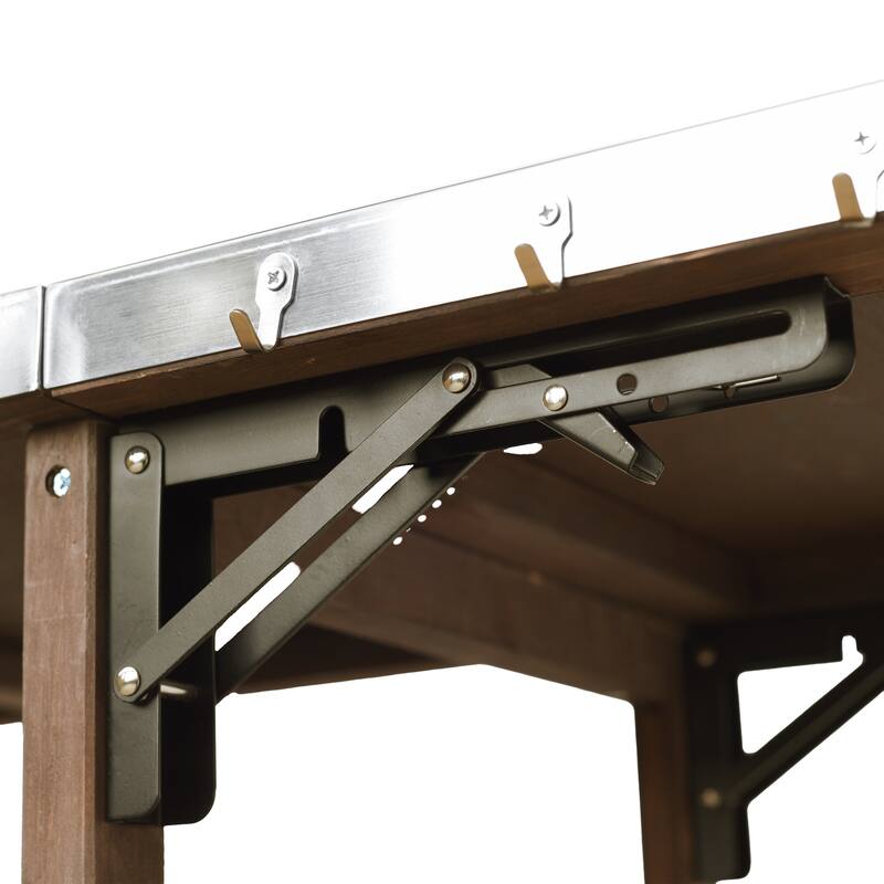 Christopher Knight Home - 54.33" Solid Wood Mobile Outdoor Kitchen Cart with Stainless Steel Top & Spice Rack & Lockable Wheels