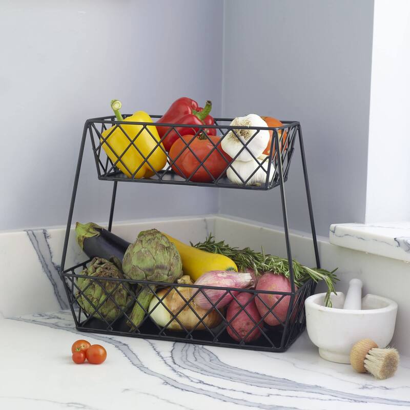 Gourmet Basics by Mikasa Lattice Farm Storage Basket 2 Tier - 14" x 12.5"