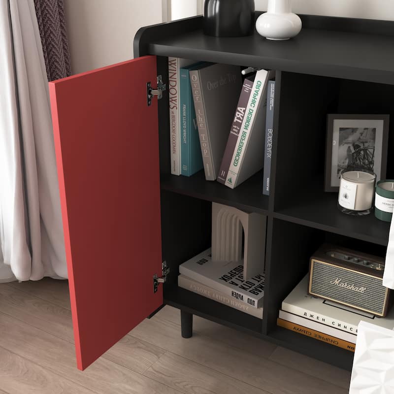 Sideboard Buffet Cabinet with 2 Drawers, Coffee Bar Cabinet with 2 Open Storage Compartment, Accent Cabinet with Metal Legs