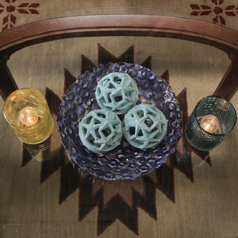 Coastal Starfish Orbs Set Of 3 - Beach-Inspired Home Accent For - 4 X 4.25 X 4 inches