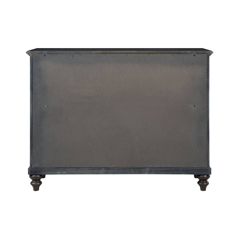 8 Drawers Wooden Dresser with Gunmetal Hardware in Dark Oak