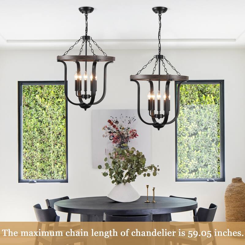 18.89-inch Elegant Farmhouse 5-Light Metal Pendant Light with Adjustable Height