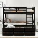 preview thumbnail 9 of 11, Twin over Twin Wood Bunk Bed with Trundle and Drawers
