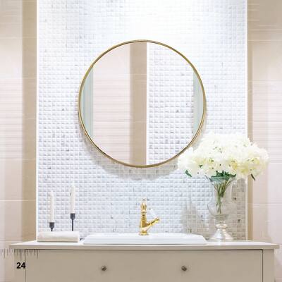 WallBeyond 24" Round Modern Mirror with Aluminum Frame - 24 inches